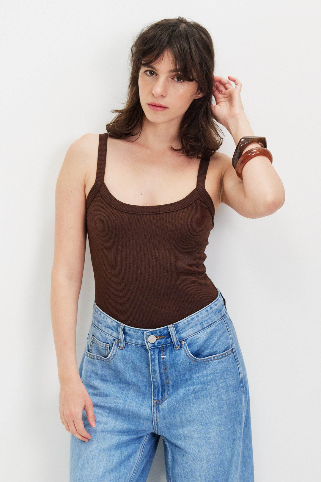 MAYA LEOTARD CHOCOLATE BROWN TOP