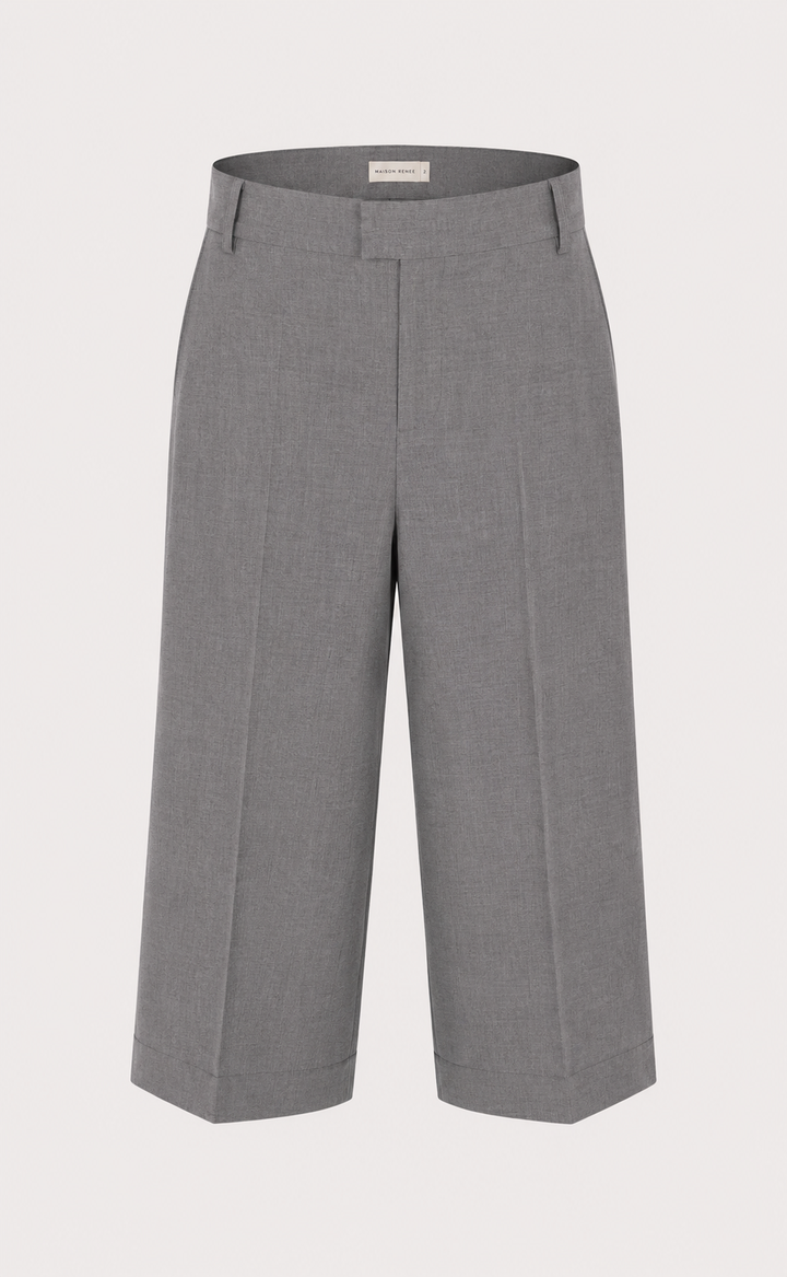 WIDE LEG GRAY BERMUDA