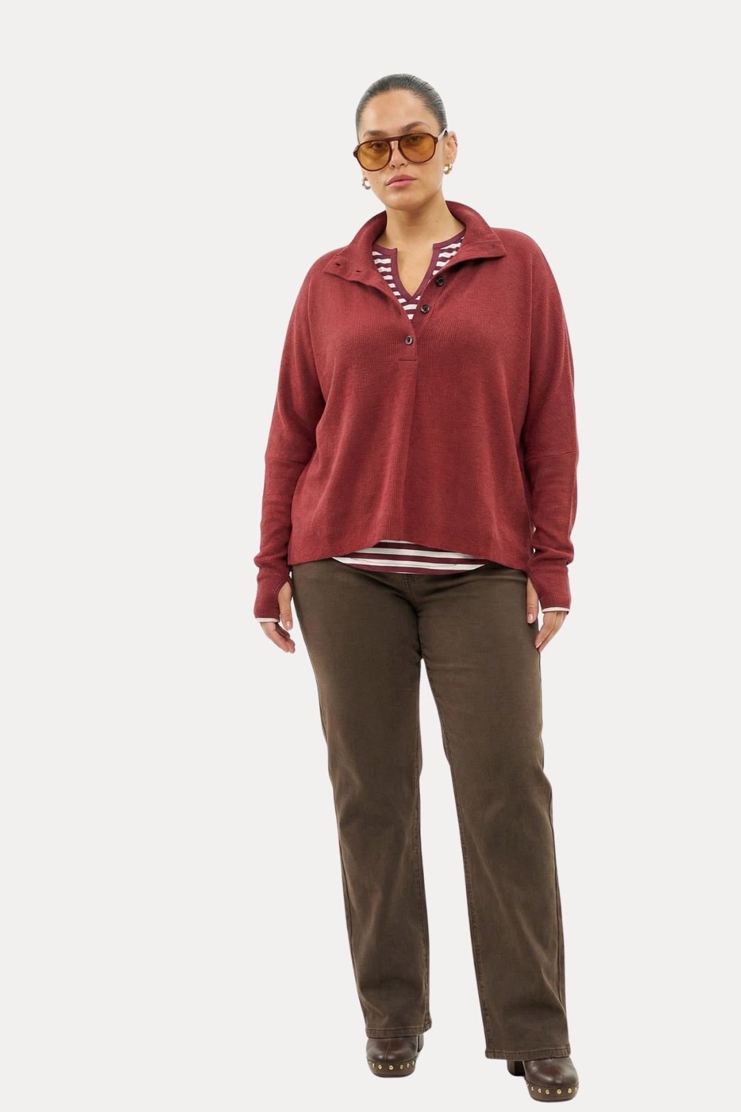 ERIKA KANIT BURGUNDY SHIRT