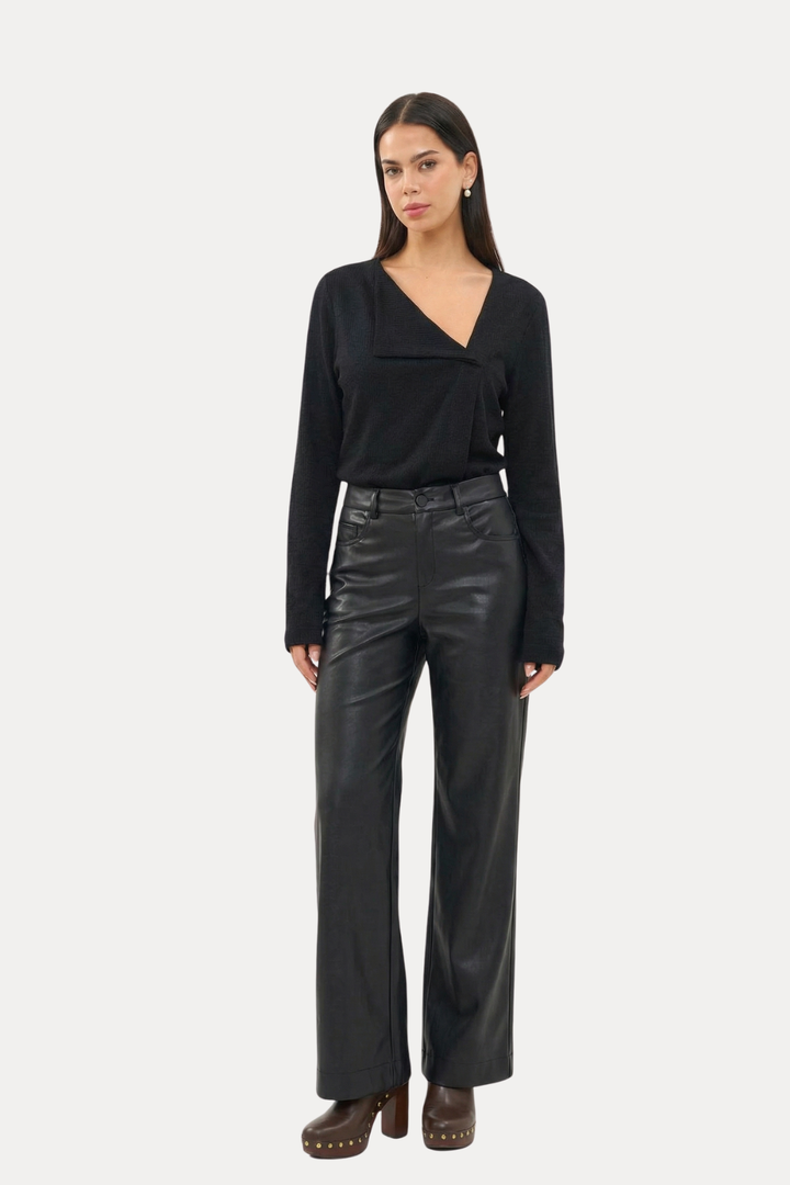 TAYLOR WIDE-LEG BLACK PANTS