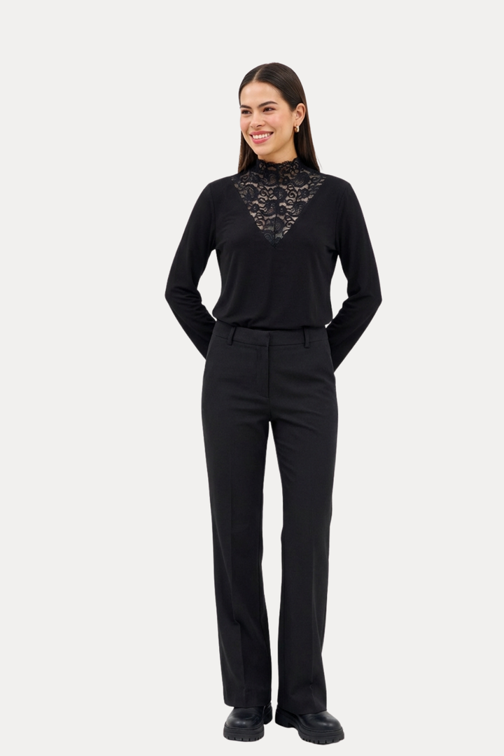 SOLY BLACK PINSTRIPE CLASSIC PANTS