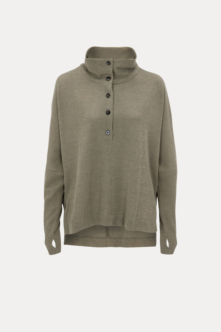 ERIKA OLIVE GREEN KANIT SHIRT