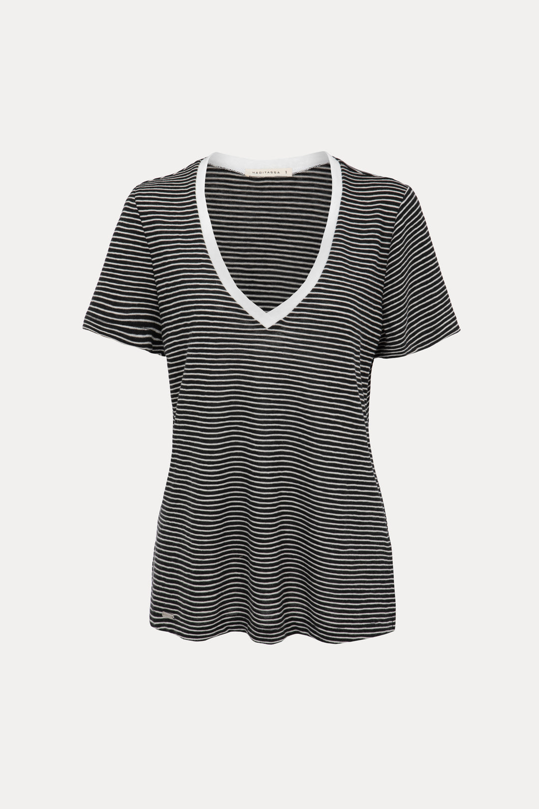 ANDREA BLACK STRIPED V-SHIRT