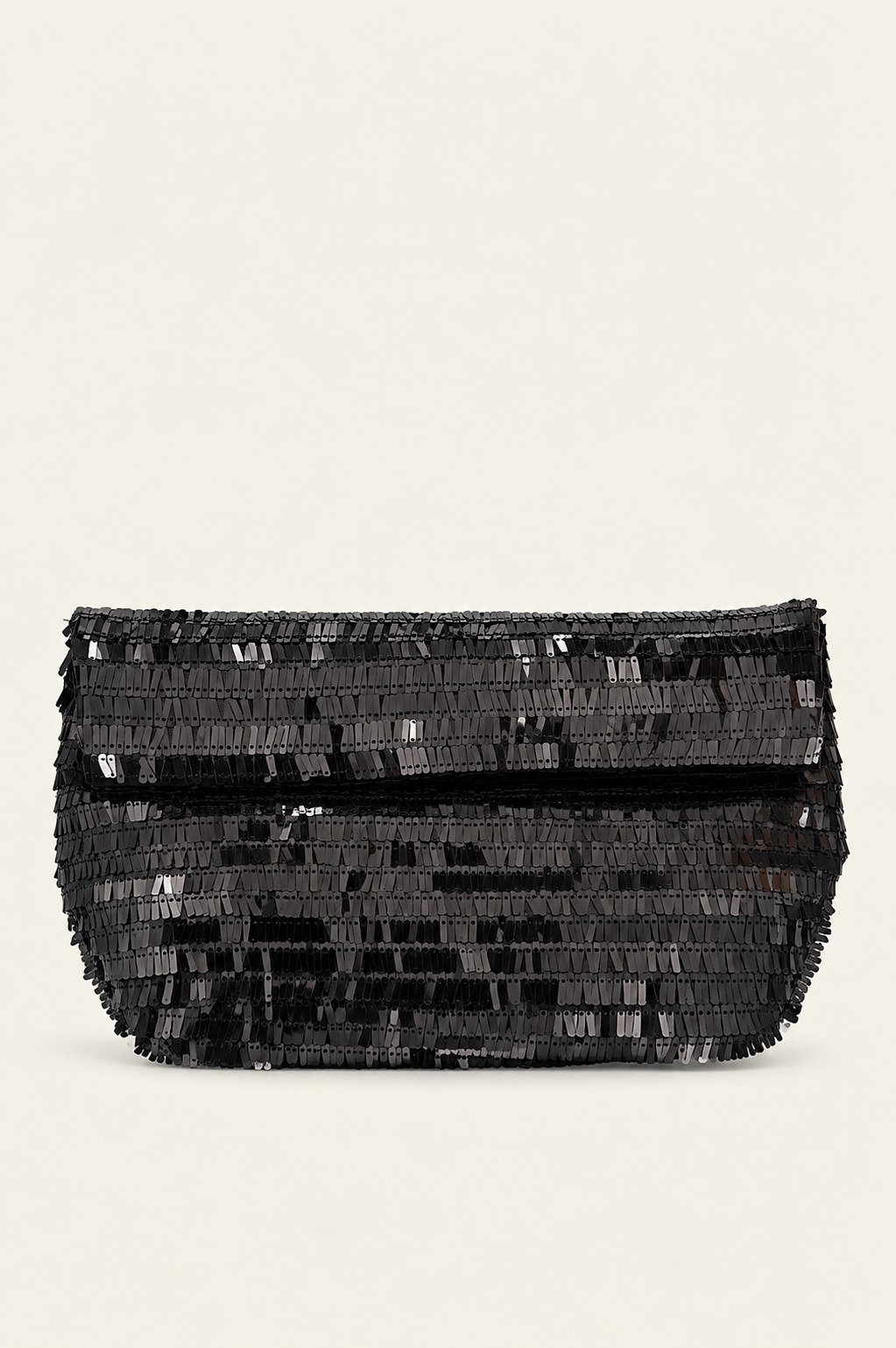 SILVER SEQUIN BLACK CLUTCH