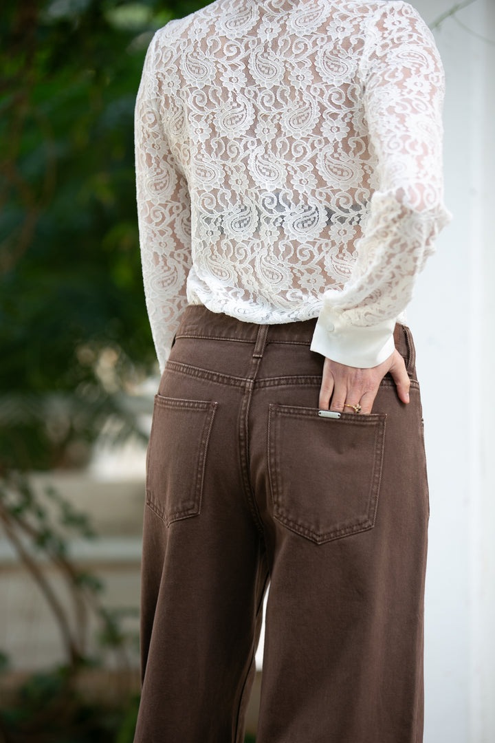 BROWN WIDE LEG JEANS