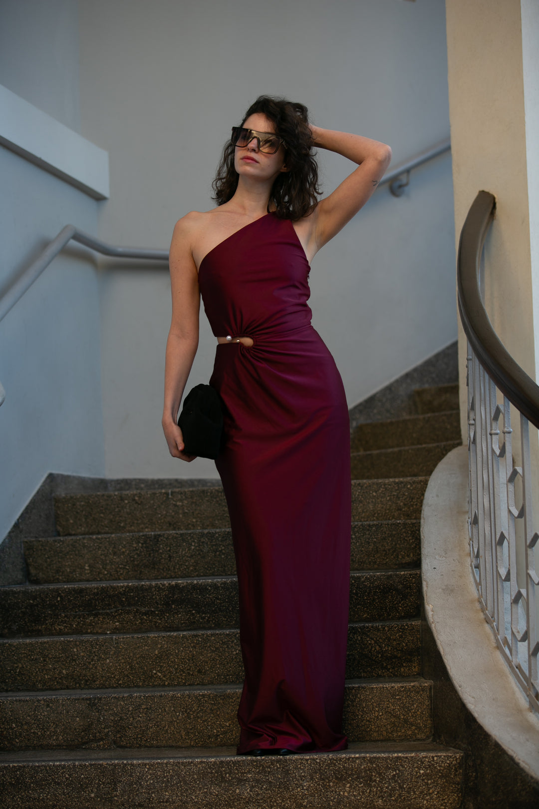 VIVIENNE SMOKED BURGUNDY DRESS