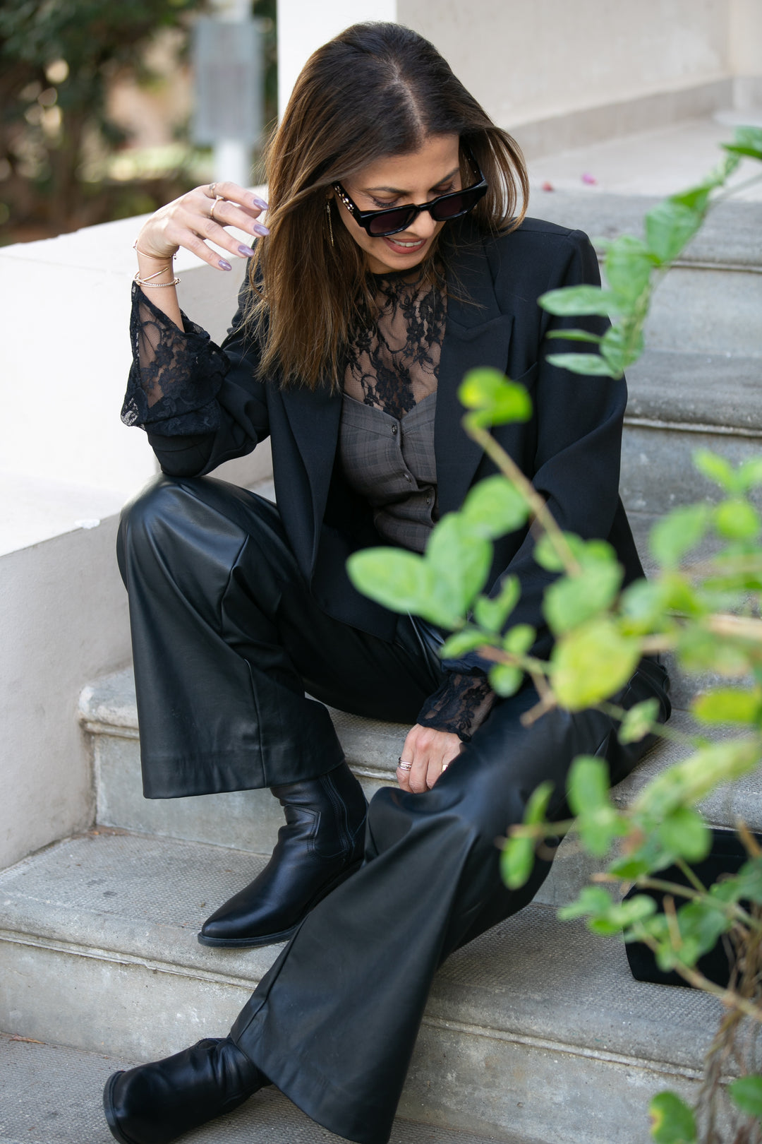 TAYLOR WIDE-LEG BLACK PANTS