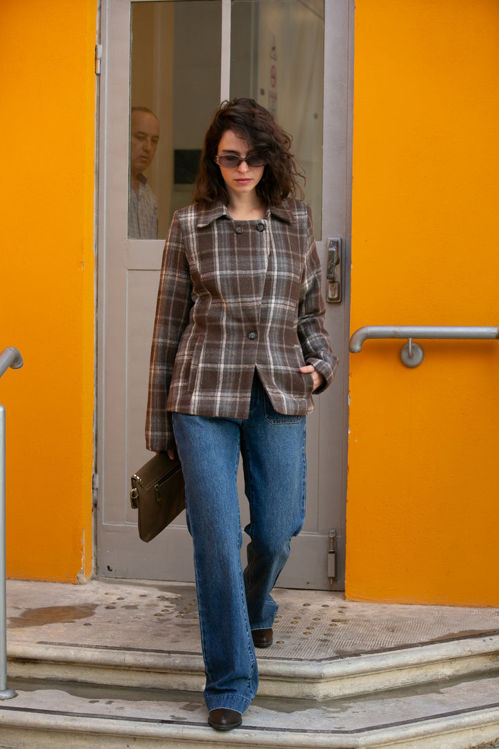 ASHLEY BROWN PLAID JACKET