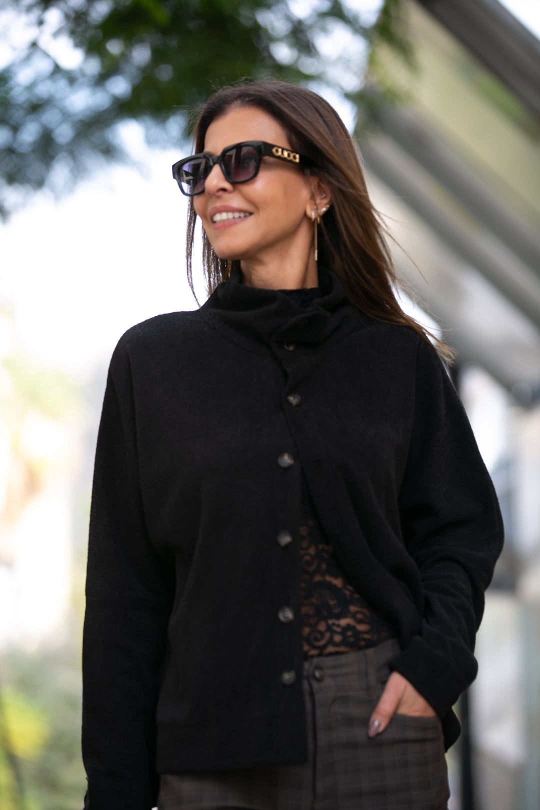 SHANIA BLACK KNIT SHIRT