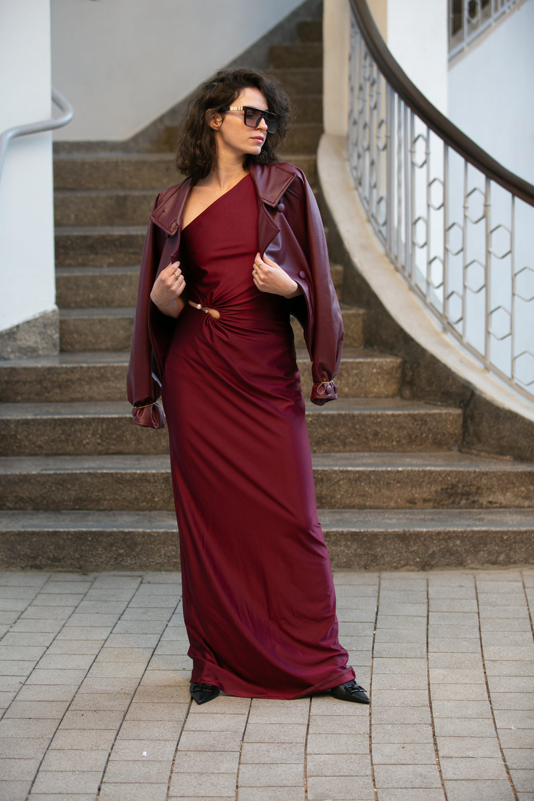 VIVIENNE SMOKED BURGUNDY DRESS