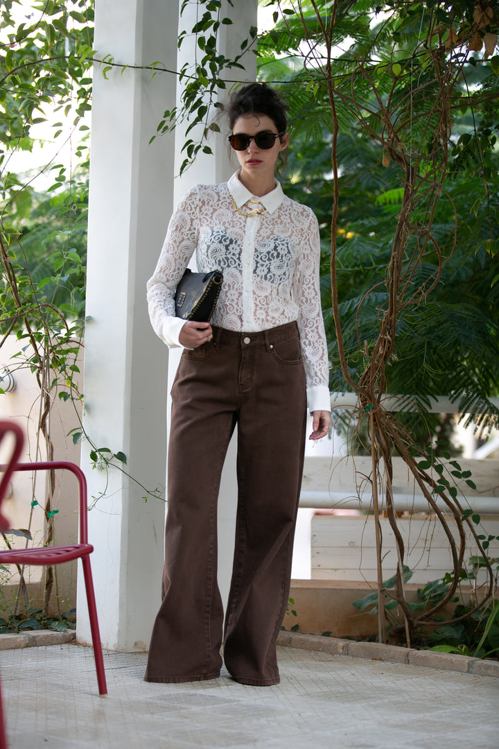 BROWN WIDE LEG JEANS