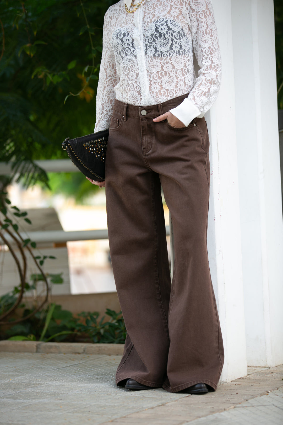 BROWN WIDE LEG JEANS