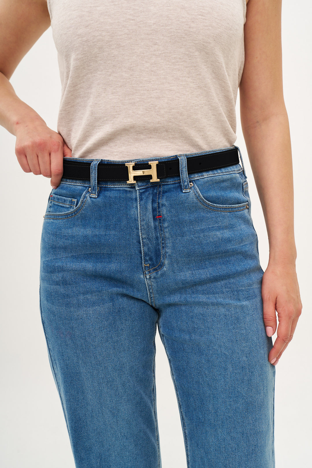 THIN LEATHER BELT BLACK