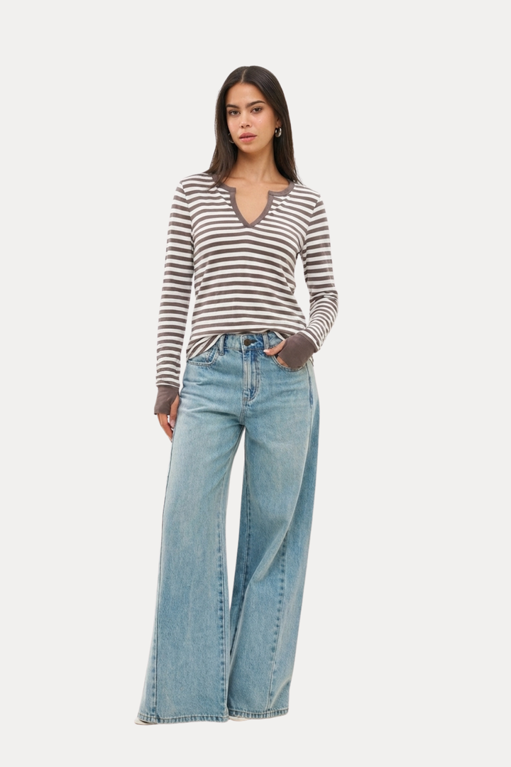 LIHI MOCH AND WHITE STRIPED T-SHIRT