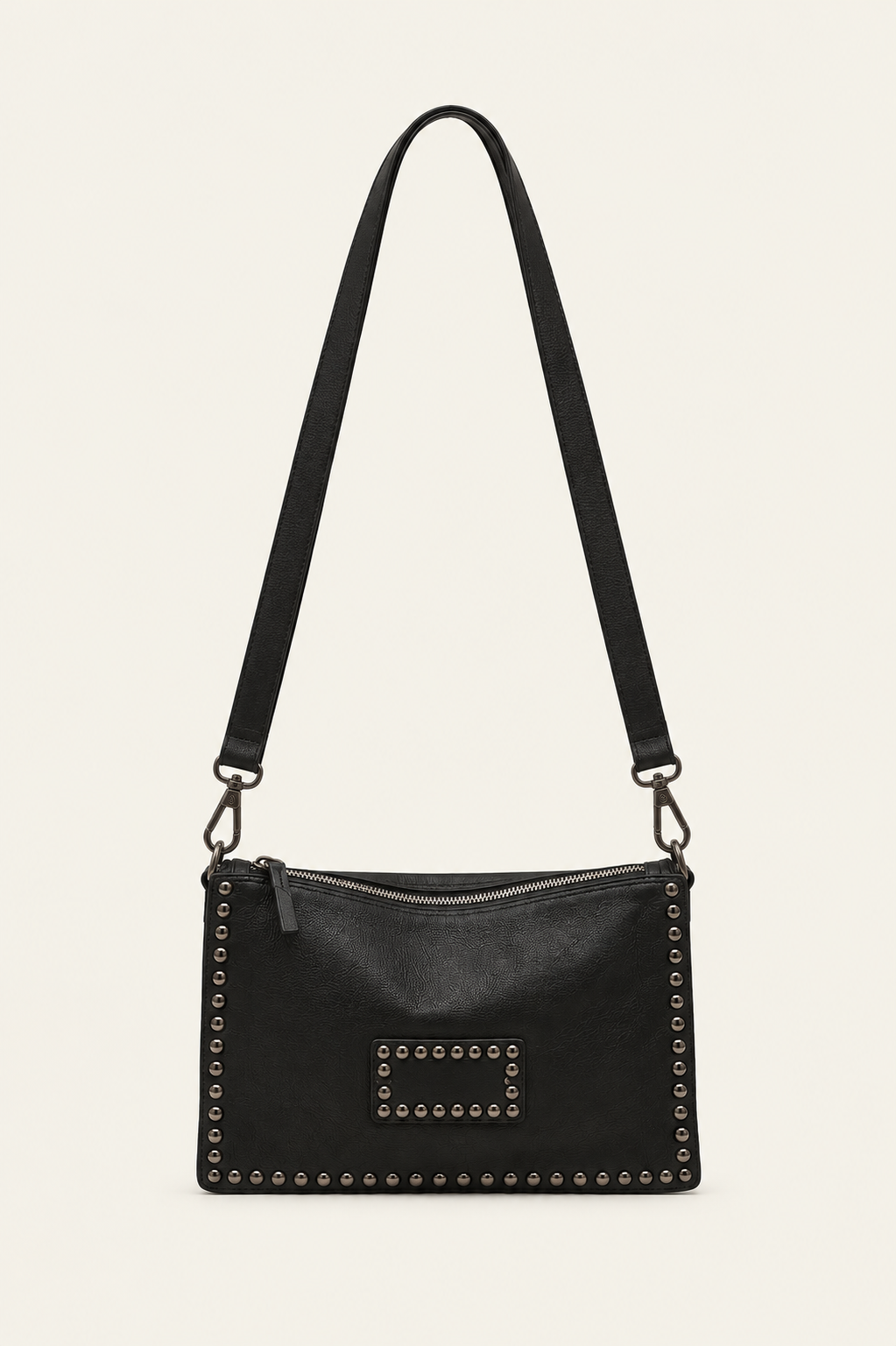 STUDDED SHOULDER BLACK BAG