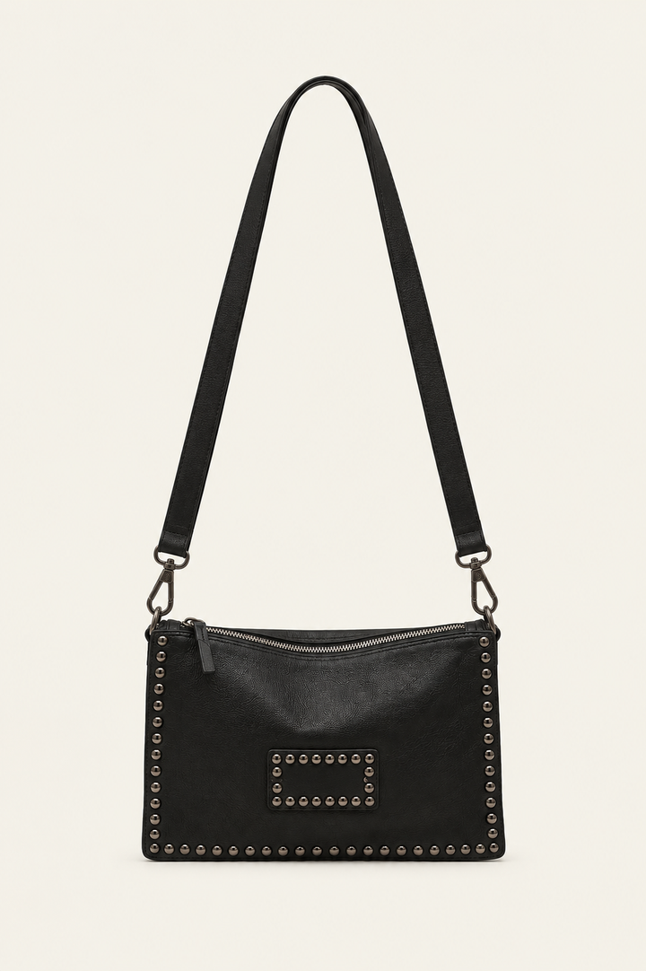 STUDDED SHOULDER BLACK BAG