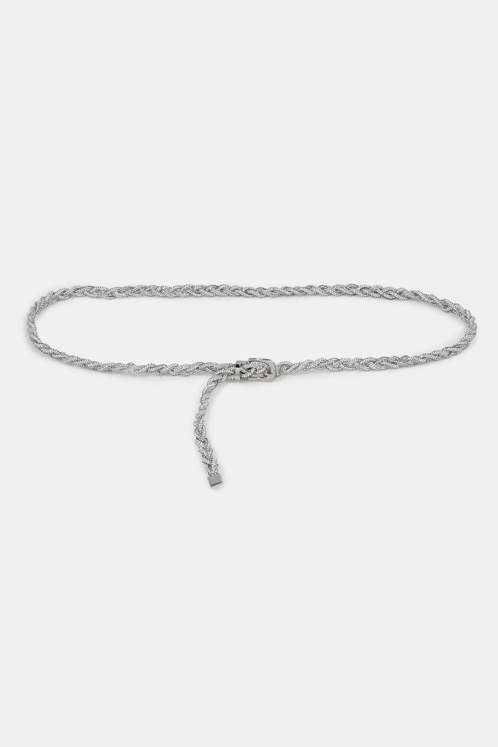 BRAIDED ROPE SILVER BELT