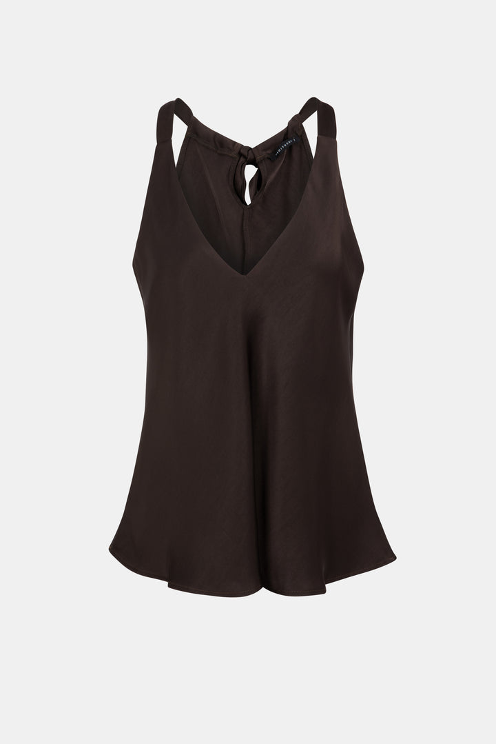 CELIA SATIN CHOCOLATE BROWN TOP