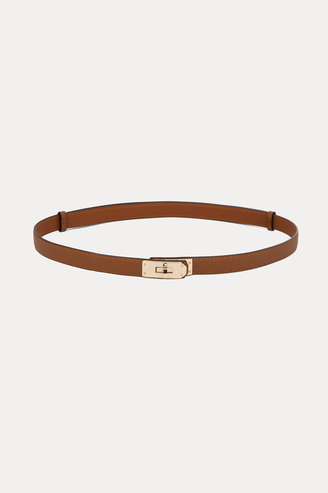 LOCK BUCKLE LEATHER BELT BROWN