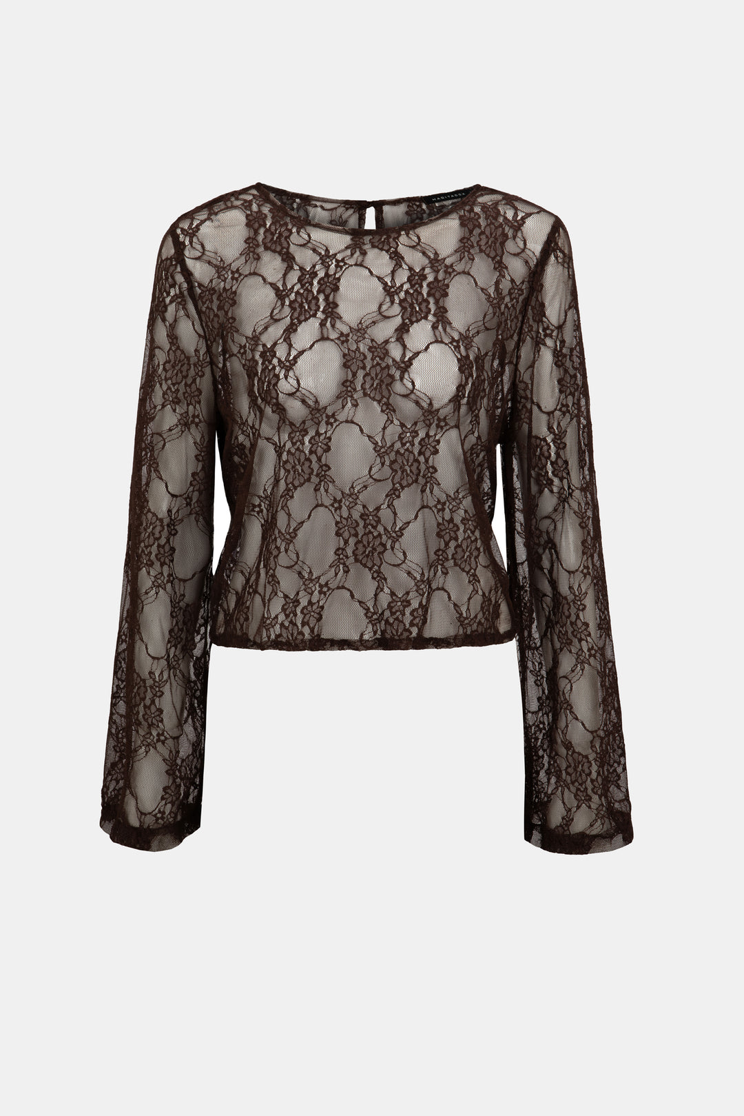 NATI CHOCOLATE BROWN LACE TOP