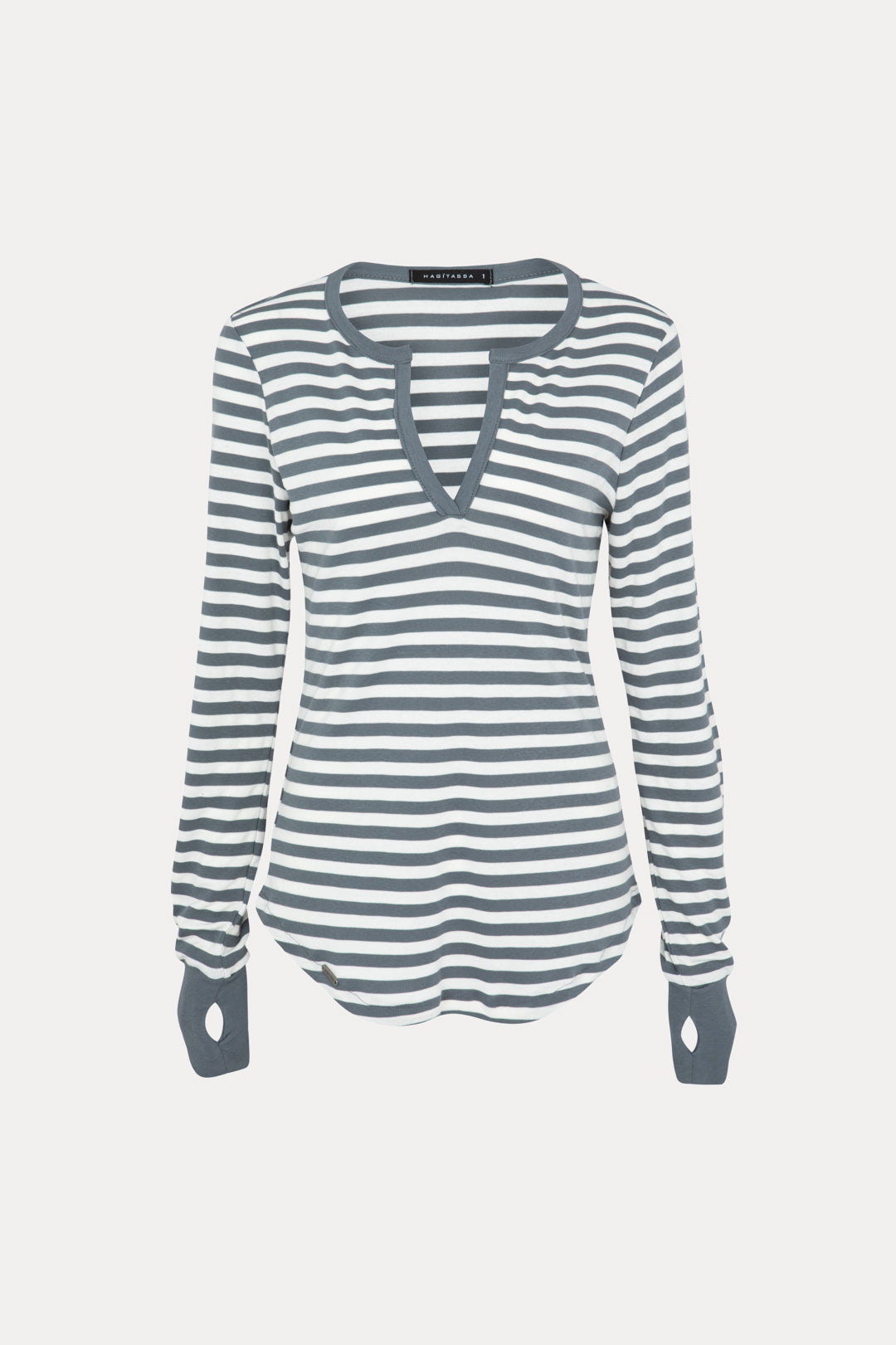 LIHI GRAY AND WHITE STRIPED T-SHIRT