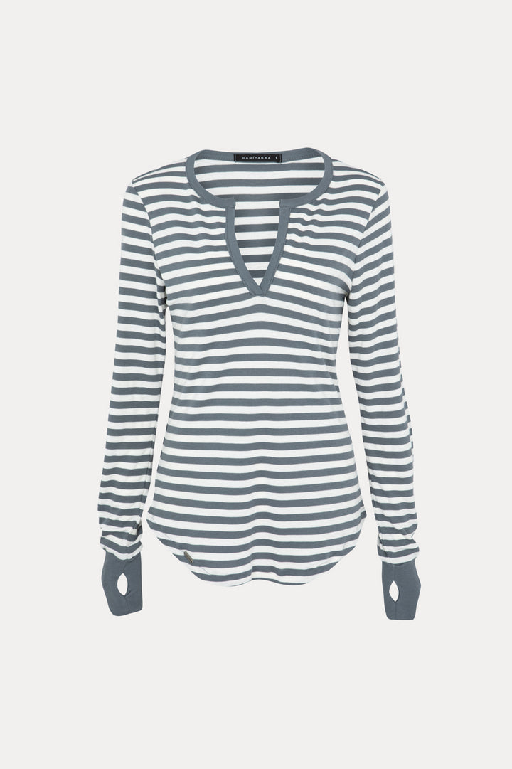LIHI GRAY AND WHITE STRIPED T-SHIRT