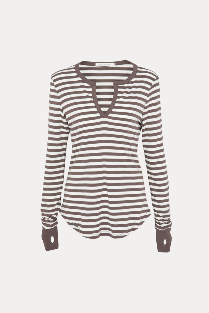 LIHI MOCH AND WHITE STRIPED T-SHIRT