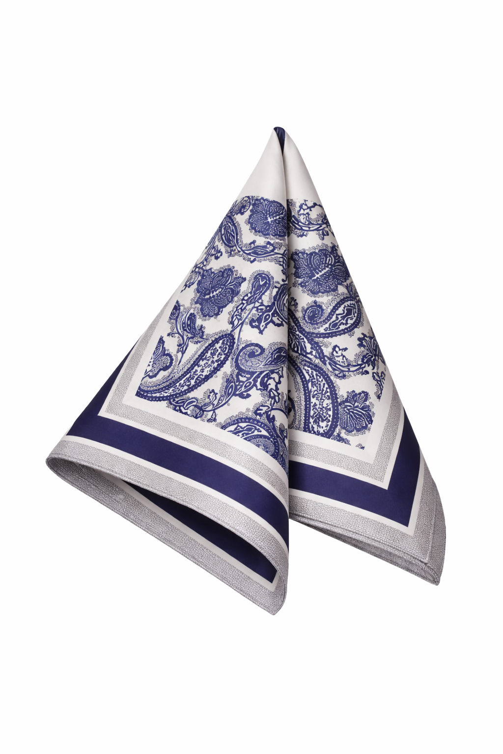 SATIN ROYAL INDIGO PAISLEY SCARF
