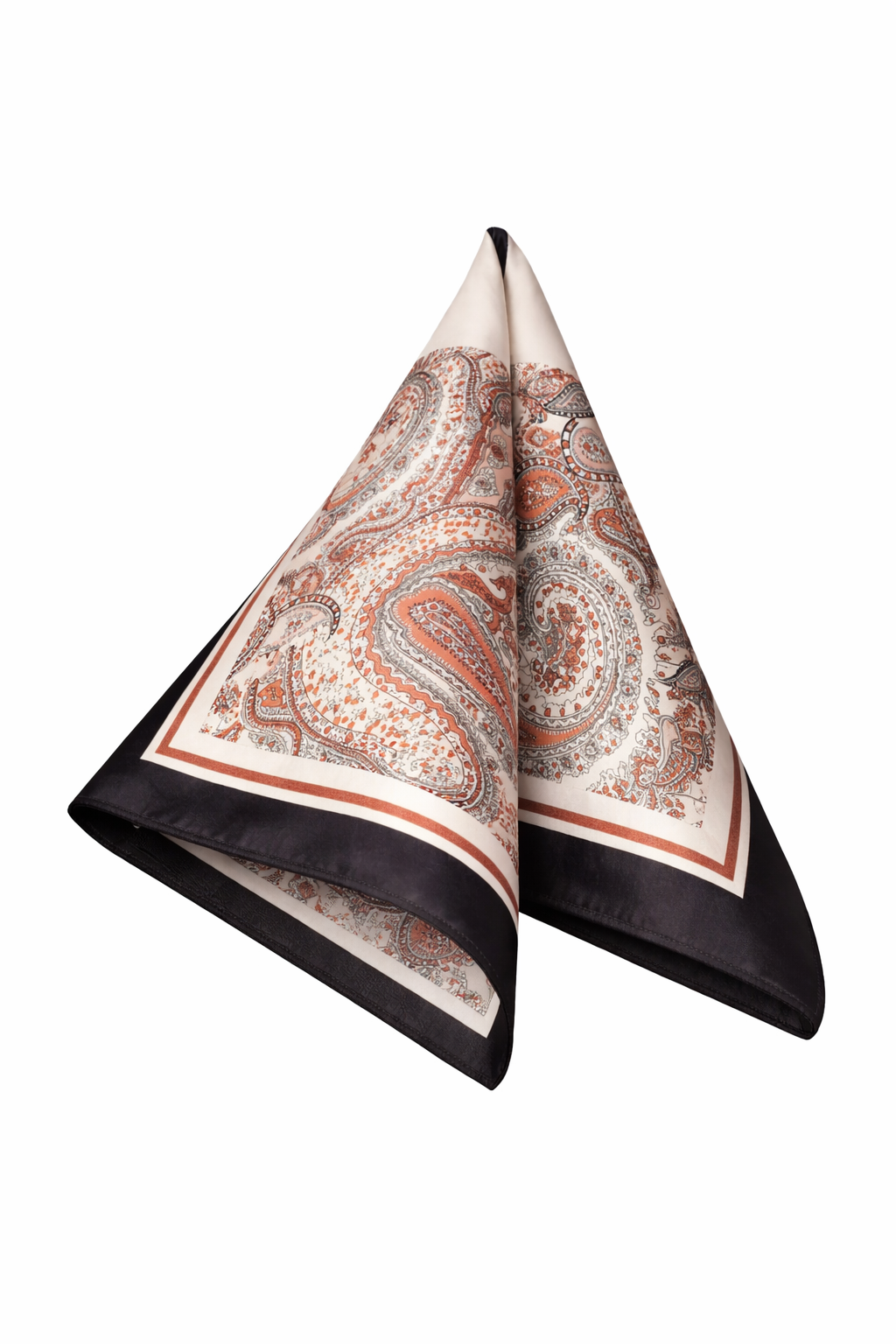 SATIN TERRACOTTA PAISLEY SCARF