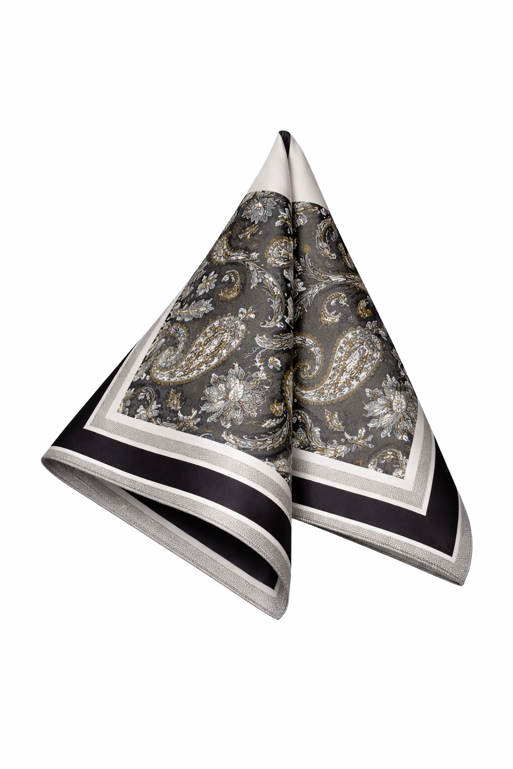 SATIN CHARCOAL PAISLEY SCARF