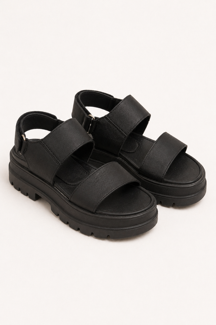 BLACK PLATFORM SANDALS