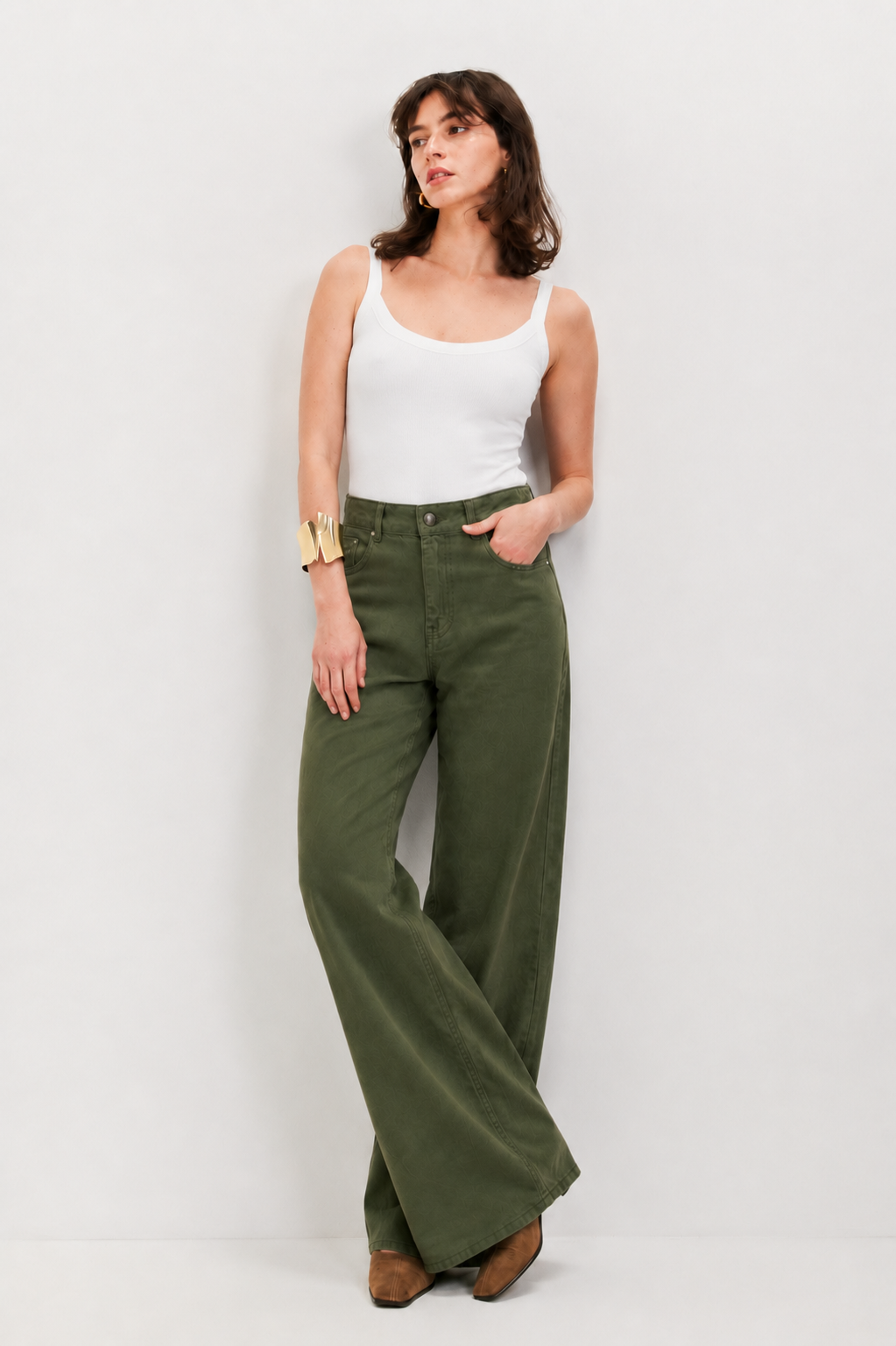 JODIE DRIL GREEN PANTS