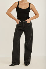 WIDE LEG BLACK JEANS