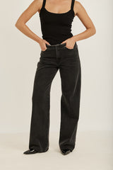 WIDE LEG BLACK JEANS