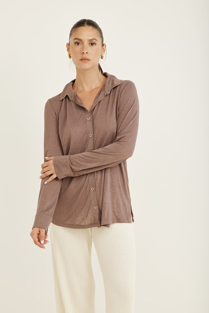 CLAUDIA CHOCOLATE BROWN SHIRT