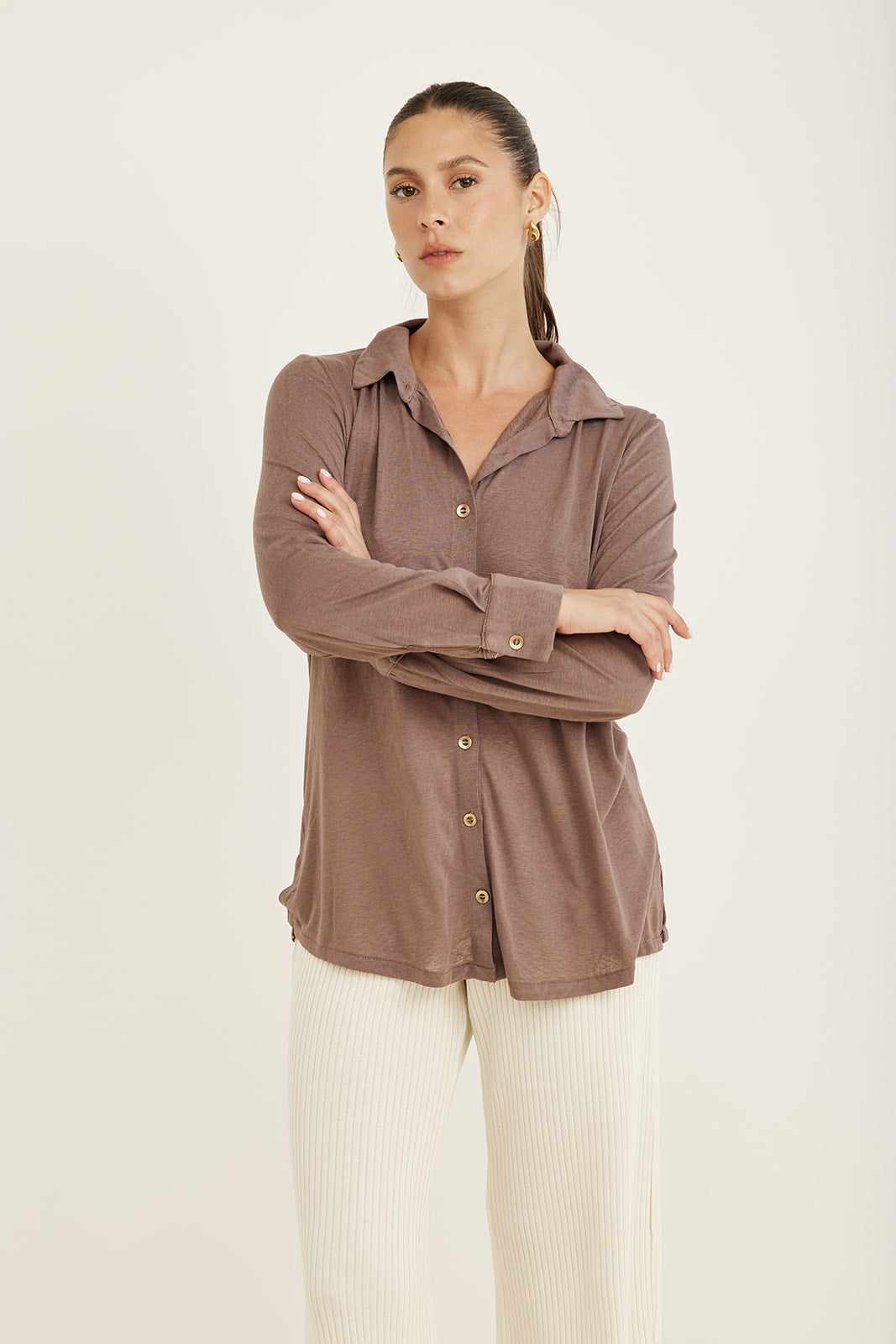 CLAUDIA CHOCOLATE BROWN SHIRT