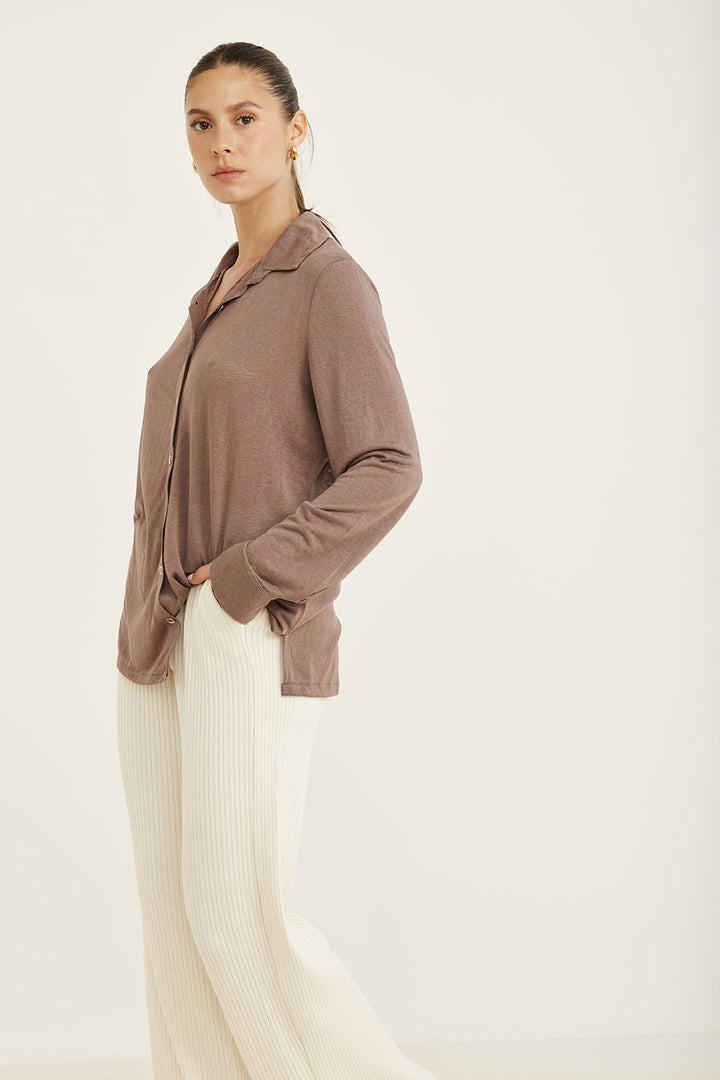 CLAUDIA CHOCOLATE BROWN SHIRT