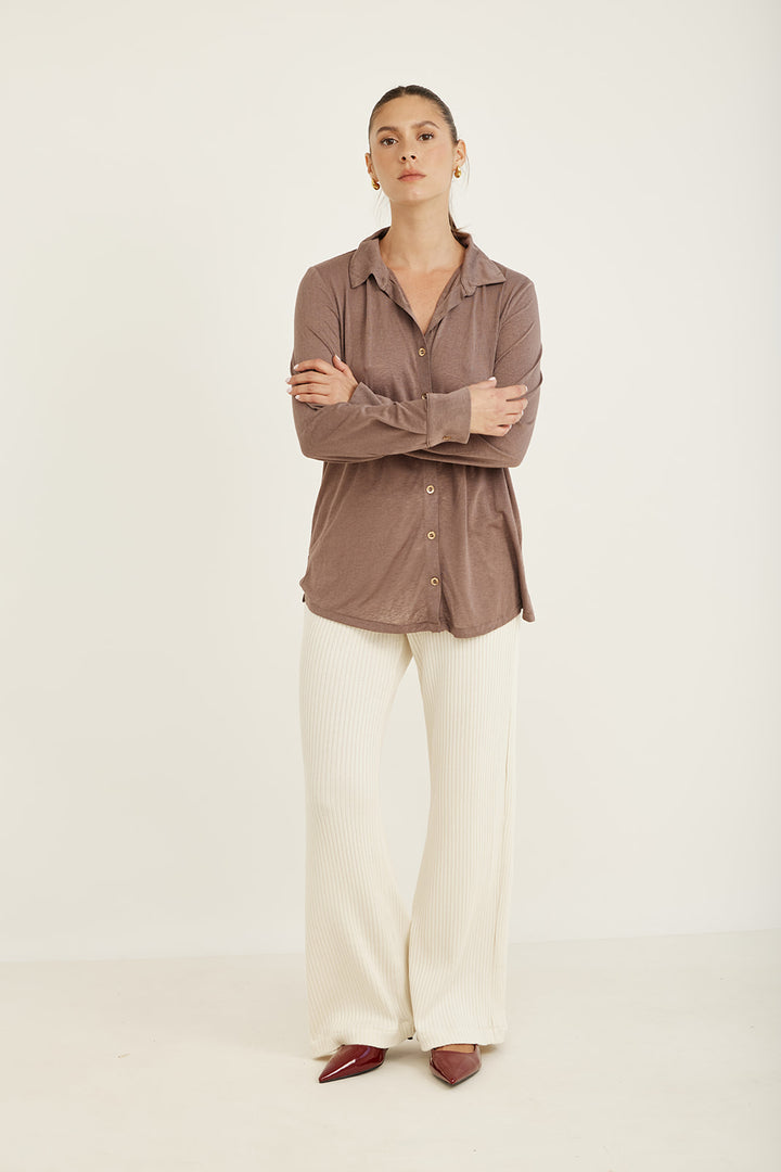 CLAUDIA CHOCOLATE BROWN SHIRT