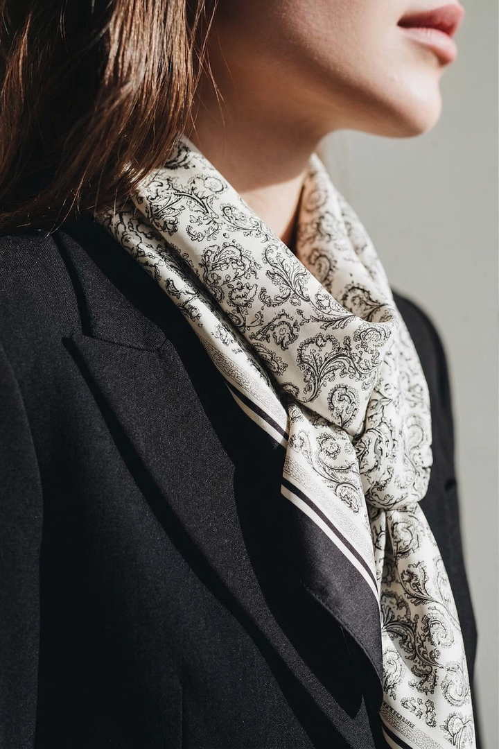 SATIN MONOCHROME PAISLEY SCARF