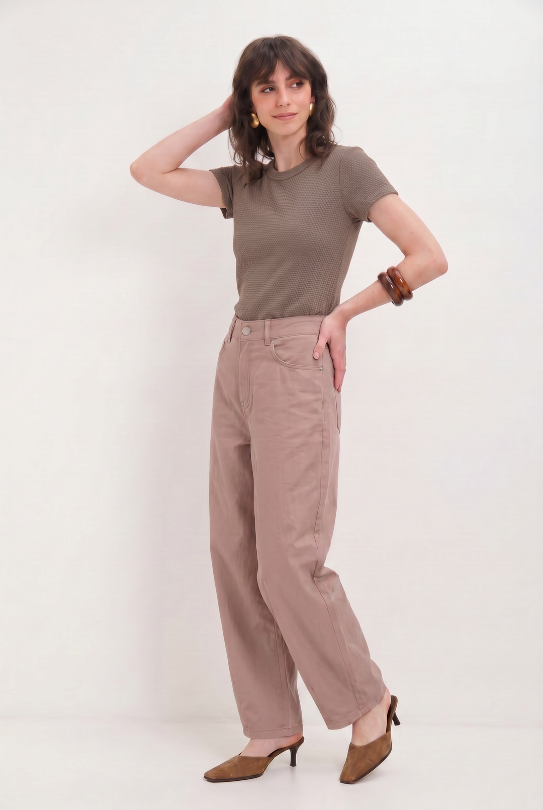 BARREL DRIL MOCHA PANTS