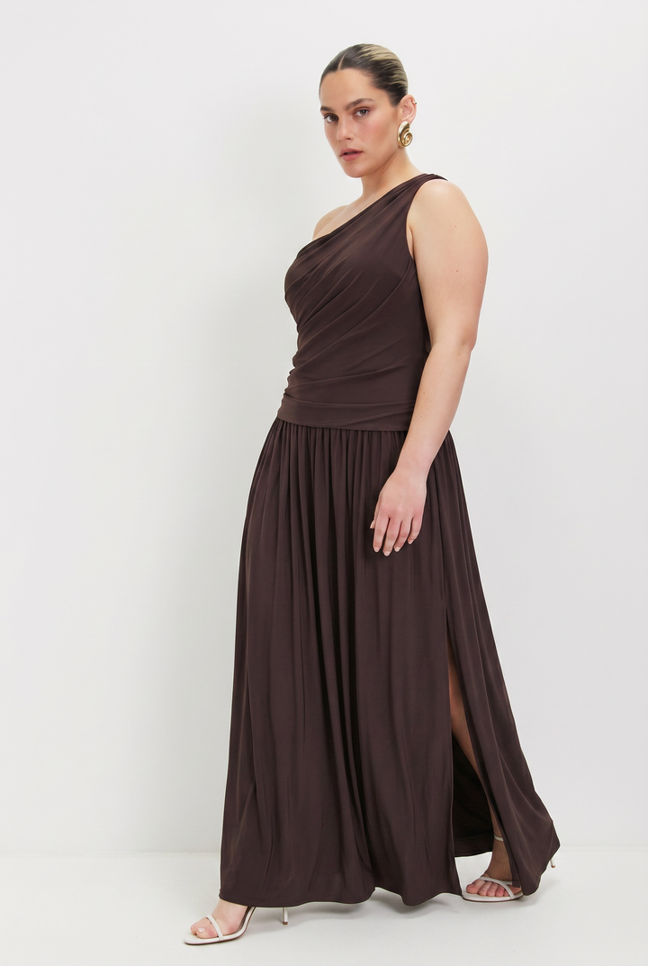 NETA  CHOCOLATE BROWN DRESS