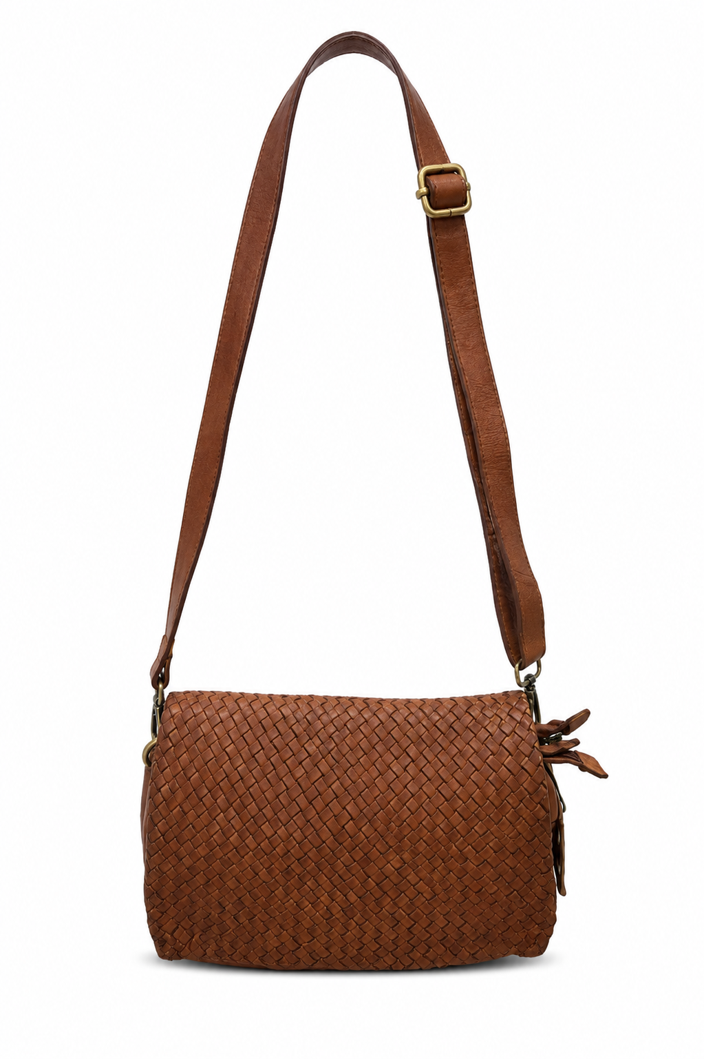 COGNAC WOVEN LIGHT BROWN BAG