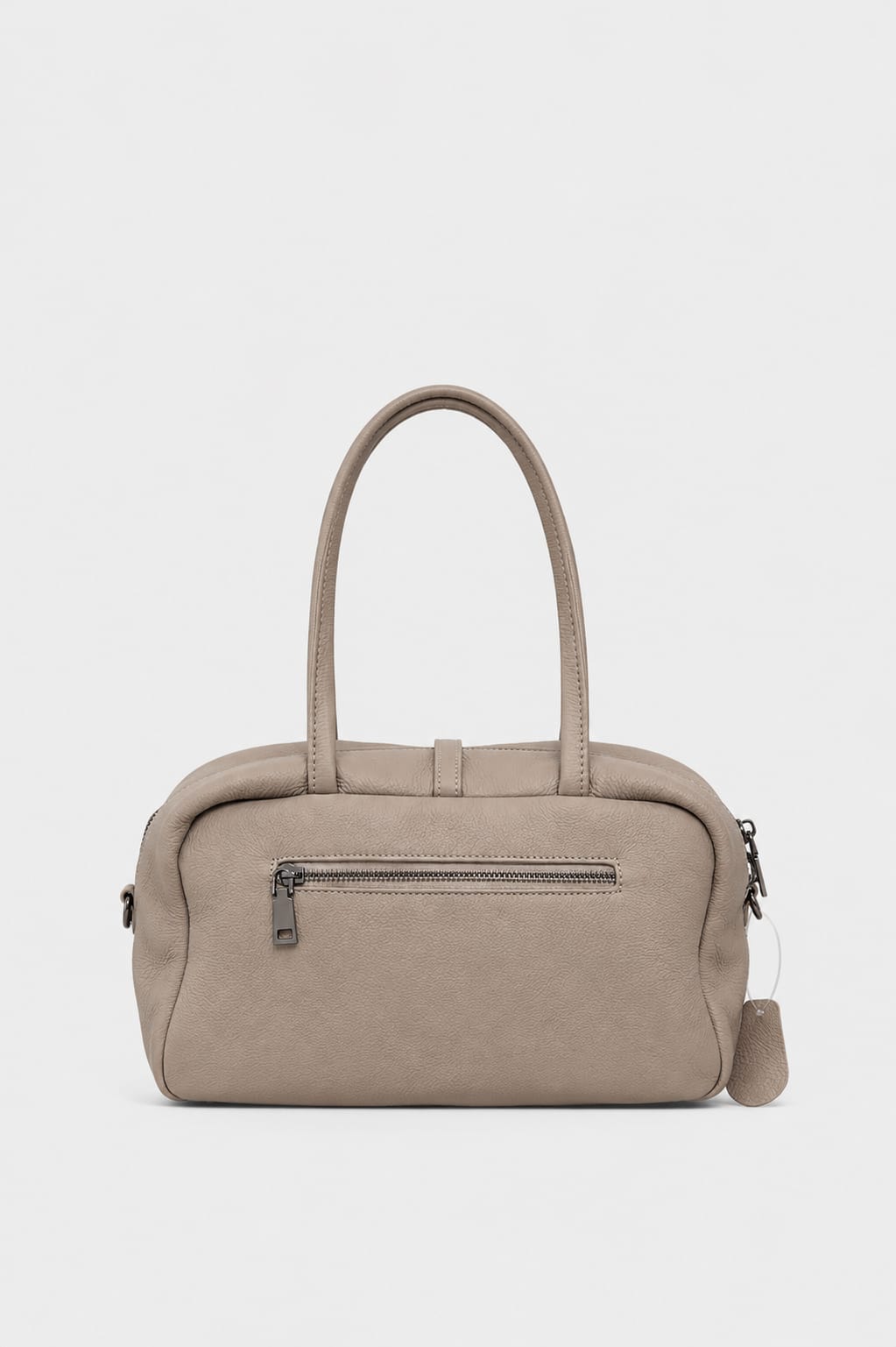 LEATHER TOP HANDLE BEIGE BAG