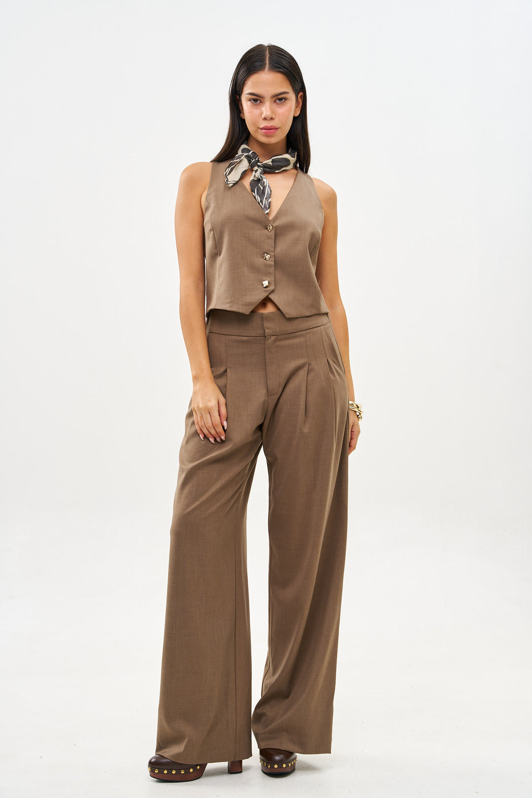 SANDRA CHOCOLATE BROWN CLASSIC PANTS