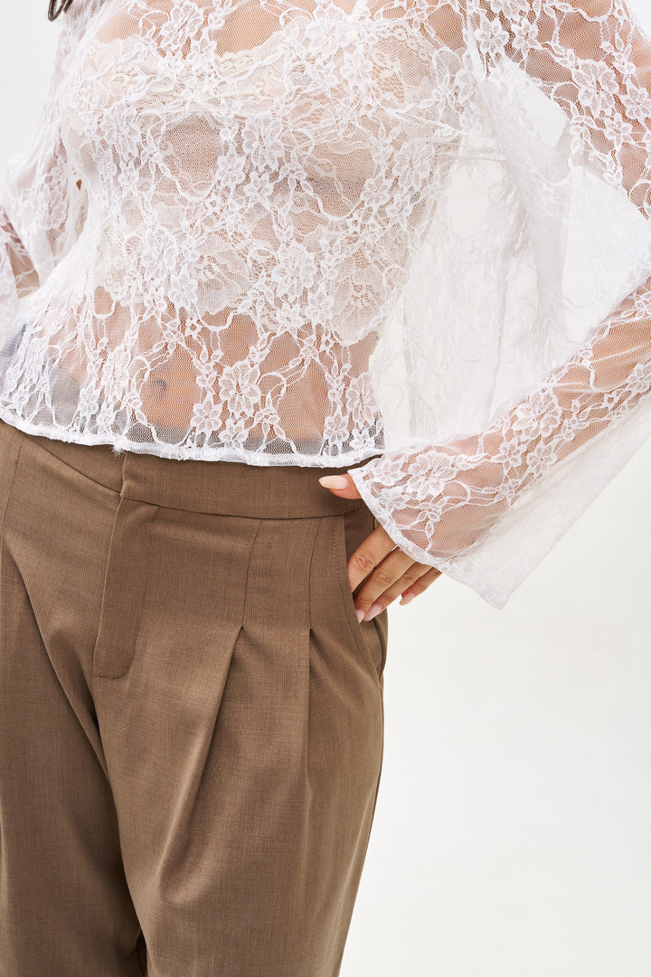 NATI WHITE LACE TOP