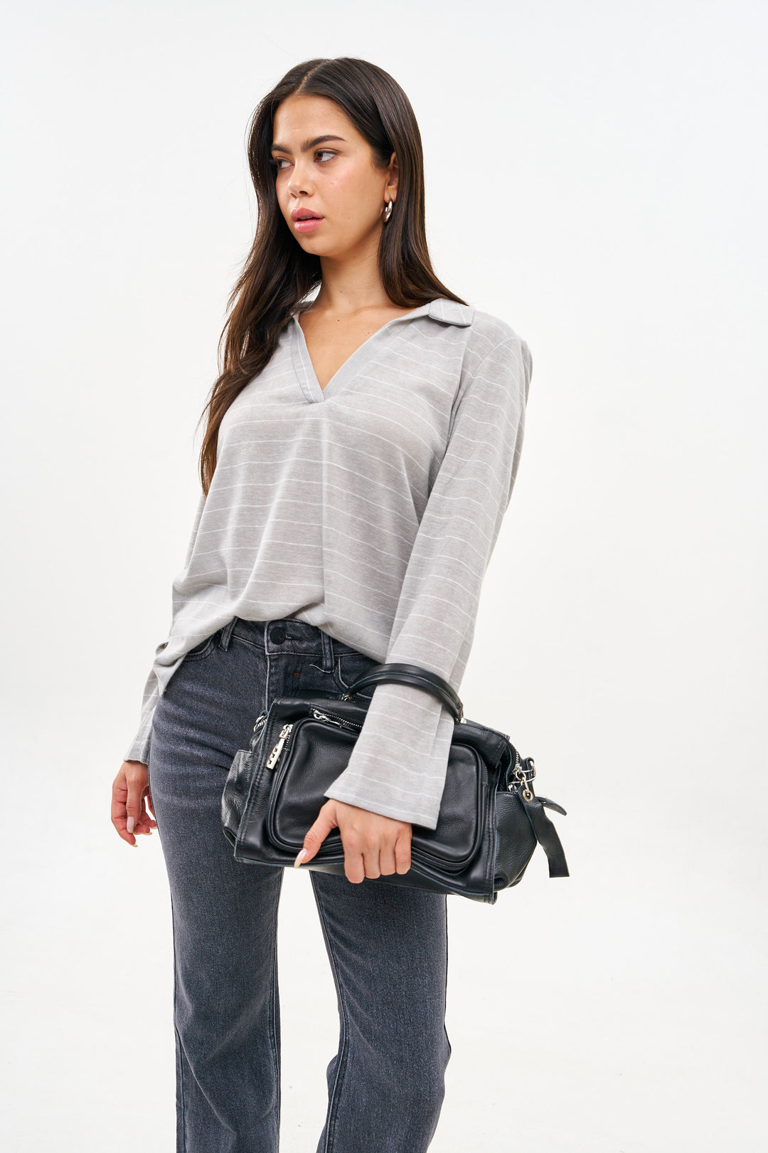 SQUARE BLACK LEATHER BAG