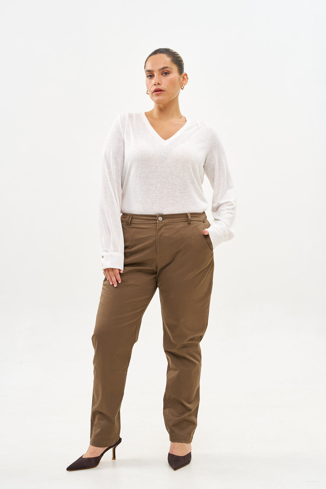 SLIM COTTON BLACK PANTS