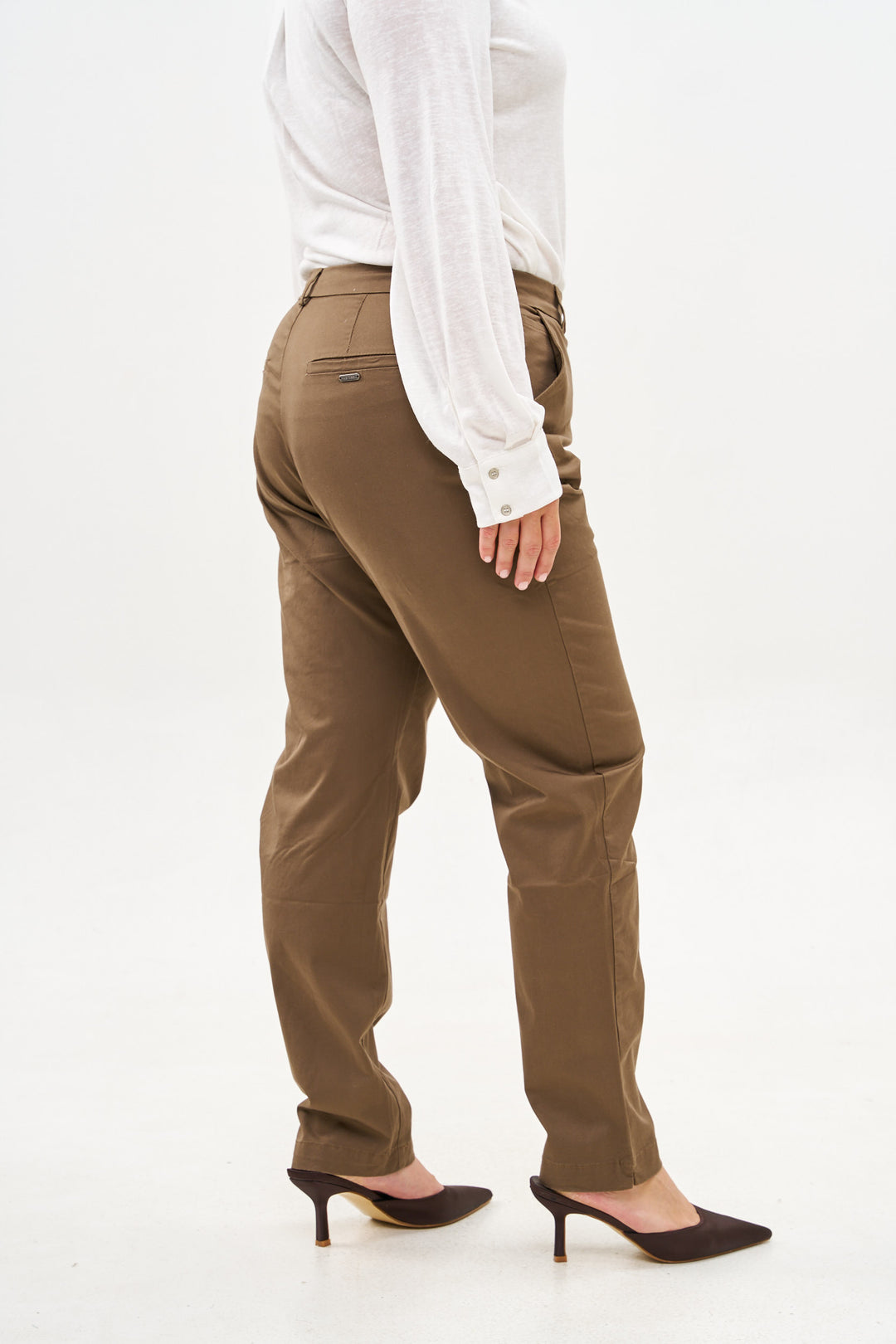 SLIM COTTON CHOCOLATE BROWN PANTS
