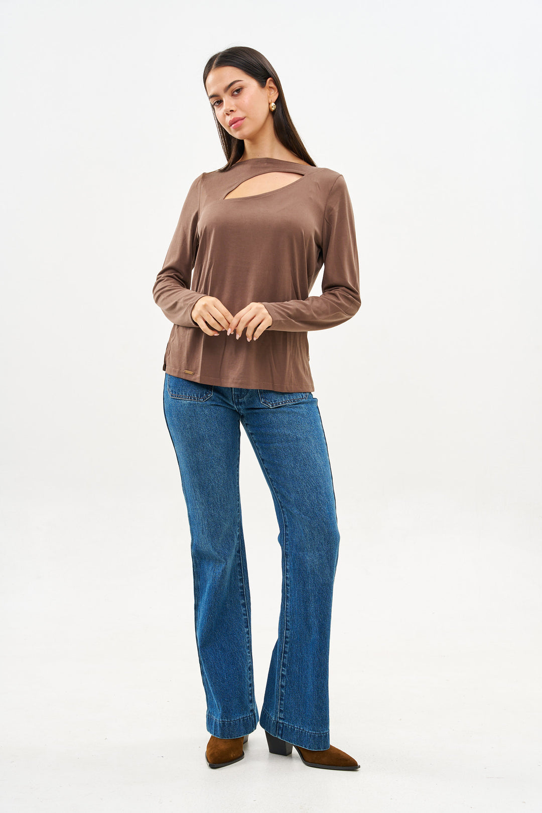ELISSA CHOCOLATE BROWN SHIRT