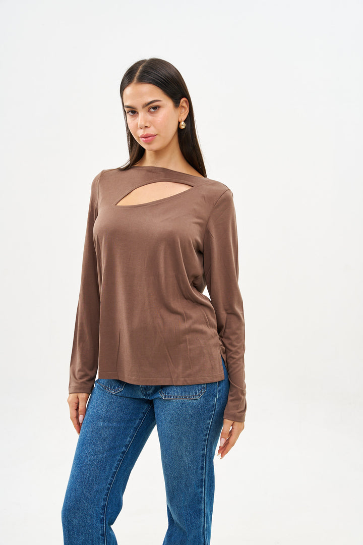 ELISSA CHOCOLATE BROWN SHIRT